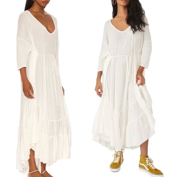 Free People Dresses & Skirts - NWT Free People Beach Sun Seeker Oversized Ruffle Tier Hem Maxi Dress Size M